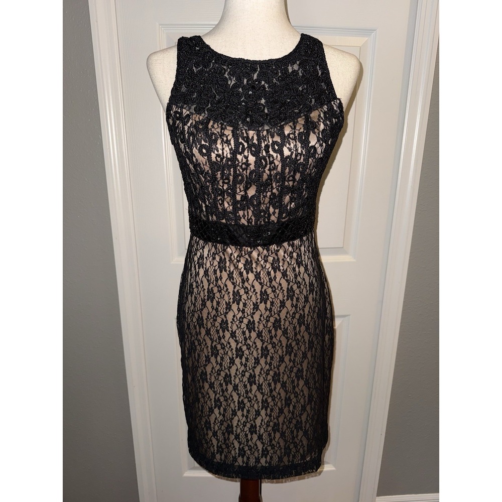 New Sue Wong Dress Size 4 Black Nude‎ Fairy Goth Sequin Wedding Guest Beaded